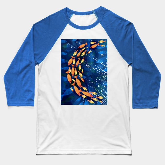 Goldfish Pond Baseball T-Shirt by Scratch